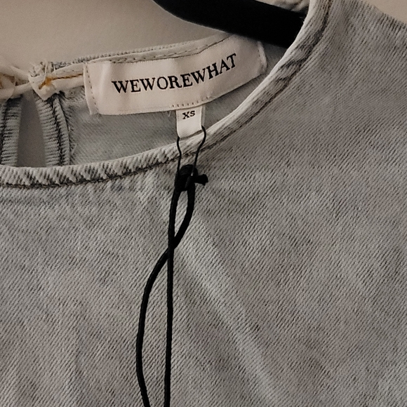 WeWoreWhat REVOLVE Cropped Denim Top, Indigo Comfort‎ Super Light Size XS - Picture 7 of 10